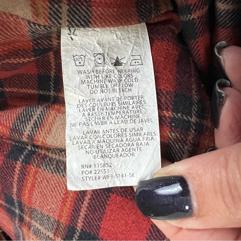 Rustic Fall Brown Cozy Warm Corduroy Utility Jacket Plaid Sleeves Western Barn - Picture 6 of 9